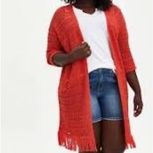 torrid Drop Shoulder Kimono - Pointelle Orange